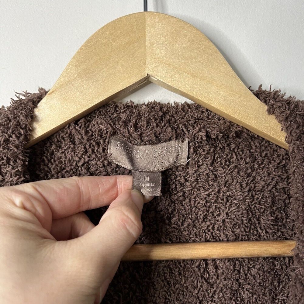 Barefoot Dreams Medium Cozy Chic Boardwalk Cardigan Sweater Sable Brown Plush - Picture 4 of 7